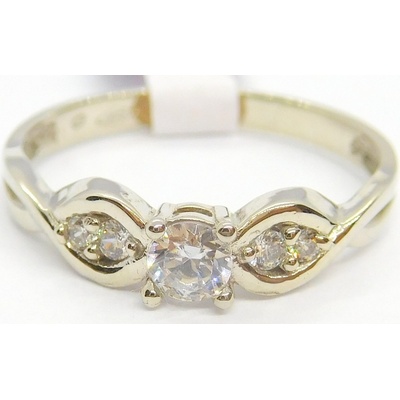 Klenoty Budín Dámský zásnubní zlatý prstn z bílého zlata se zirkony HK1090