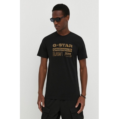 G-Star Raw Памучна тениска G-Star Raw в черно с принт (D24420.336)