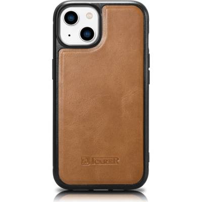 ICARER Кейс от естествена кожа iCarer Oil Wax за iPhone 14 Plus (съвместим с MagSafe), Кафяв (WMI14220719-TN) (WMI14220719-TN)