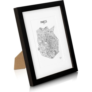 Casa Chic Brighton, рамка за картини, стъкло, 20 x 25 cm с паспарту, истинско дърво (CL-10x8-BLK) (CL-10x8-BLK) - klarstein