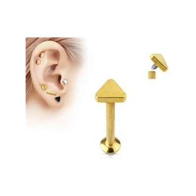 Šperky4U zlacený piercing do brady labreta trojúhelník LB1027GD-1206