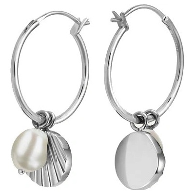 Rosefield Slušivé oceľové náušnice s perlou Amber JSPCES-J174