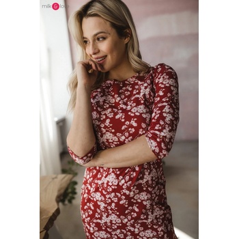Šaty na dojčenie Milky Dress 3/4 Burgundy Flowers