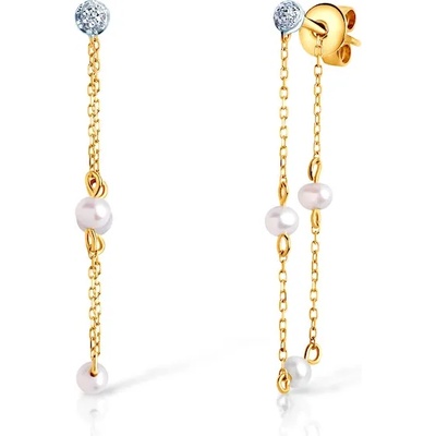 SAVICKI Обеци Savicki: двуцветно злато, перли, диаманти