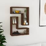 vidaXL Стенни рафтове, 2 бр, кафяв дъб, 50x15x50 см, инженерно дърво (826643)