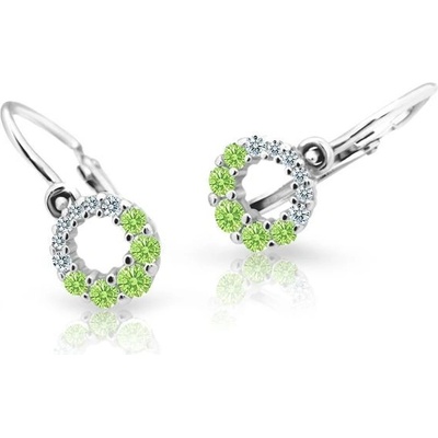 Danfil dětské náušnice C2154 z bílého zlata s kamínky Peridot Green zapínání brizura