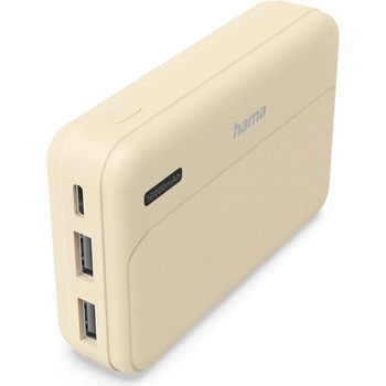 Hama Външна батерия "Pocket 10", 10000 mAh, Изходи: 2x USB-A, бежов (HAMA-201773)