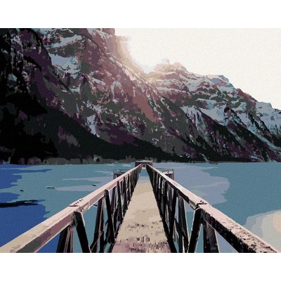 zuty Malování Podle Čísel Klönthalersee V Zimě S Můstkem 80 x 100 Cm Plátno Rám 8596530089155