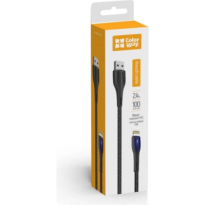 ColorWay CW-CBUL034-BK USB Apple Lightning (PVC + LED), 2.4A, 1m, černý