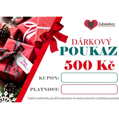 Zubáček.cz Voucher na nákup v hodnotě 500 Kč Motiv: Vánoční