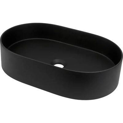 Deante Черна овална гранитна мивка за Баня, Монтаж върху плот Silia 550x350 мм