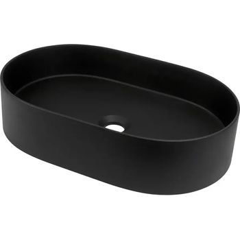 Deante Черна овална гранитна мивка за Баня, Монтаж върху плот Silia 550x350 мм