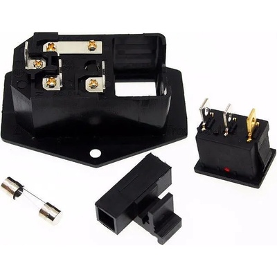 Електрически контакт за променлив ток, 3-пинов с копче и бушон, ac-01a, 15a, 220v + кабели