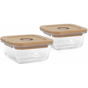 Miniland Eco комплект стъклени контейнери Miniland - Птичка, 2 х 210 ml (89544)