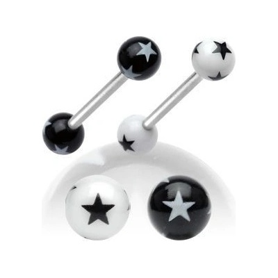 Šperky4U piercing do jazyku s hvězdami PJ01048-W