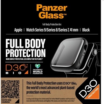 PanzerGlass Apple Watch 9/8/7 41 mm ochranný kryt s D30 čierny rámček 3689