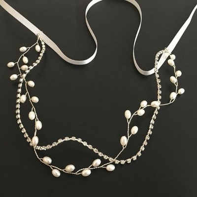 Naishide Jewelry Perlová čelenka do vlasů s kamínky Druh barvy: Zlatá