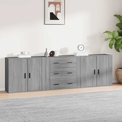 vidaXL Сайдборди, 3 бр, сив сонома, инженерно дърво (3185405)