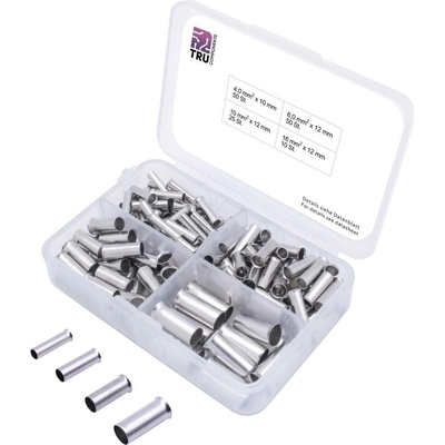 TRU COMPONENTS T1903C024 sada dutiniek 4 mm², 6 mm², 10 mm², 16 mm² neizolované strieborná 135 ks