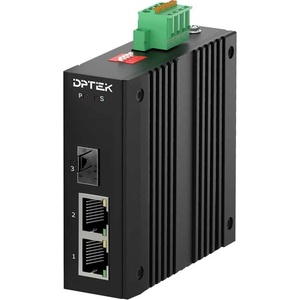 DPTEK Индустриален оптичен конвертор 2x10-100-1000Base-T RJ45 + 1x100-1000Base-X SFP, Din-rail, DPTEK (DK-MC10G-2T1S-E)