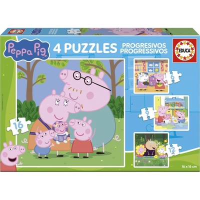 EDUCA Prasátko Peppa 4v1 6,9,12,16 dílků