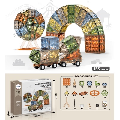 Mamido Magnetická stavebnica Magic Diamond Surface 153 ks