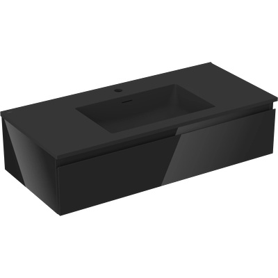 Orio шкаф за баня 100 см с мивка Otis, 1 чекмедже, черен гланц/черен мат (91A10-10023-1-BF70-W18M71)