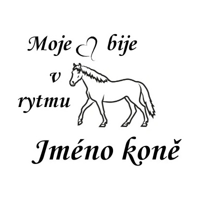 Nažehlovací nápis moje srdce s koněm Vzor: 6, Potisk: černá
