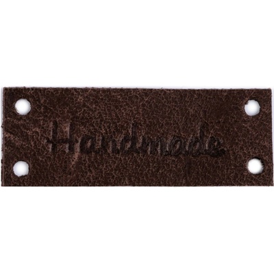 Kožená cedulka/štítek Handmade 16x44 mm Barva: 4 hnedá