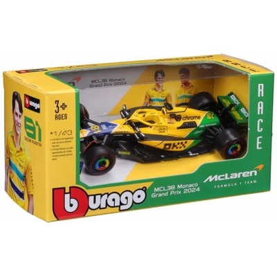 Model McLaren F1 MCL38 BBurago 81 Oscar Piastri Monaco 1:43