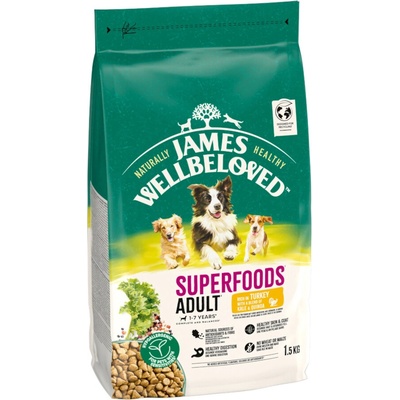 James Wellbeloved Superfoods Adult Dog Hypoallergenic krůtí s kadeřávkem a quinoou 1,5 kg