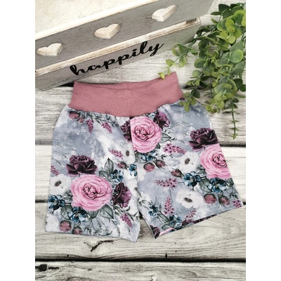 Textil EBi Kraťasy růže na šedé