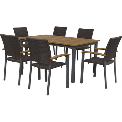 LIVARNO home Sada hliníkového zahradního nábytku s židlemi Valencia, 7dílná, hnědá