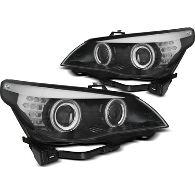 TUNING-TEC Predné svetlá, BMW 5 E60/E61, 2003-2007, ANGEL EYES CCFL BLACK LED INDIC.