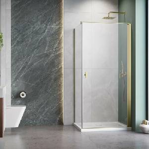 Radaway Правоъгълна душ кабина с люлееща се врата Radaway Nes KDJ I 90x70 см, матирано златисто-прозрачно покритие, дясна (10022090-99-01R+10039070-01-01)