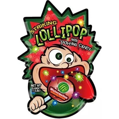 Striking lollipop with popping candy watermelon strip 13,8g