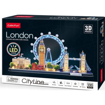 CubicFun 3D puzzle svítící Londýn 186 ks