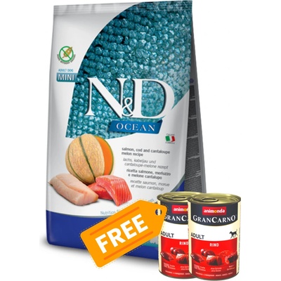 N&D Ocean Grain Free Adult Mini, Salmon, Cod & Cantaloupe melon 7 kg