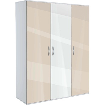 Bogdan Furniture G Трикрилен гардероб Мебели Богдан Модел bm-ava 3, крем гланц с бяло