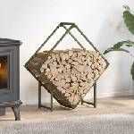 vidaXL Стойка за дърва за огрев маслиненозелена 80x25x80 см (864286)