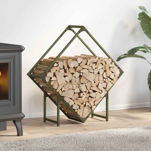 vidaXL Стойка за дърва за огрев маслиненозелена 80x25x80 см (864286)