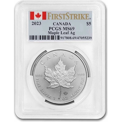 Royal Canadian Mint Stříbrná mince Maple Leaf MS-69 PCGS Kanada 1 Oz