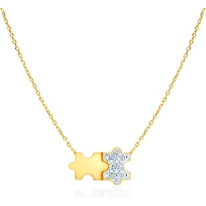 SAVICKI Колие с пъзел 585, бели диаманти 0.02К, 42 см