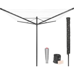 Brabantia Външен простор Brabantia Lift-O-Matic 50m, метален шиш за вкопаване, калъф и торба с щипки, Anthracite (1003467) - topmall