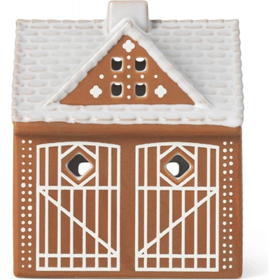 KÄHLER Porcelánový svícen Gingerbread Lighthouse 11,5 cm, hnědá barva, porcelán