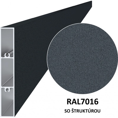 Al profil 100 x 16 x 6000 mm, lak so štruktúrou RAL 7016