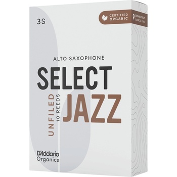 D'Addario-Woodwinds Organic Select Jazz Unfiled 3S Тръстикова пластинка за алт саксофон (ORRS10ASX3S)