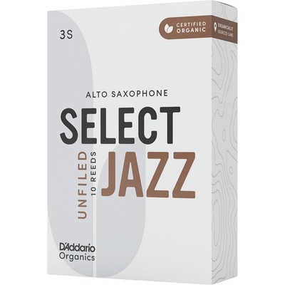 D'Addario-Woodwinds Organic Select Jazz Unfiled 3S Тръстикова пластинка за алт саксофон (ORRS10ASX3S)
