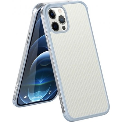 SULADA s textúrou karbónových vlákien a ochranným rámčekom iPhone 12 Pro Max - strieborné