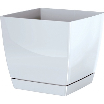 Prosperplast Květináč COUBI SQUARE P s miskou bílý 10cm